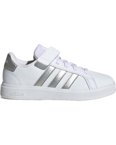 SCARPE ADIDAS GRAND COURT 2.0 EL CON LACCI ELASTICI E CHIUSURA A STRAPPO BIANCHE MULTI