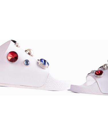 SLIDES SANDALS THE WHITE BRAND PEARLS WHITE L-0184 WHITE BLANCO