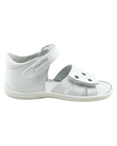 Sandales TITANITOS  pour Fille SANDALIA DE PIEL LAVABLE CON VELCRO DEL  BLANCO