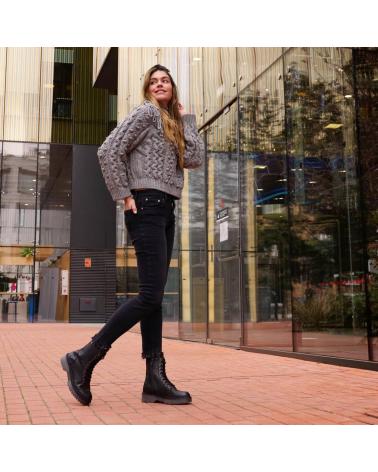 XTI 043215 C BLACK LACE-UP MILITARY STYLE ANKLE BOOTS NEGRO