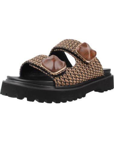 SANDÁLIAS FEMININAS NOA HARMON VILA - DESIGN TRANÇADO MARROM E PRETO NGRCUE