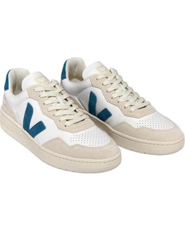 BASKETS VEJA V-90 BLANCHES ET BLEUES BLANCO