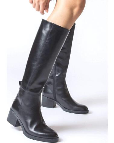 Woman boots WONDERS BOTAS ALTAS PIEL NEGRAS  OREGON NEGRO