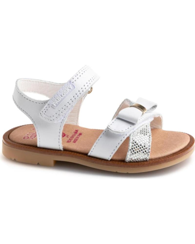 Sandales PABLOSKY  pour Fille SANDALIA DE PIEL CON LAZO Y VELCRO PARA NINA 05700  BLANCO