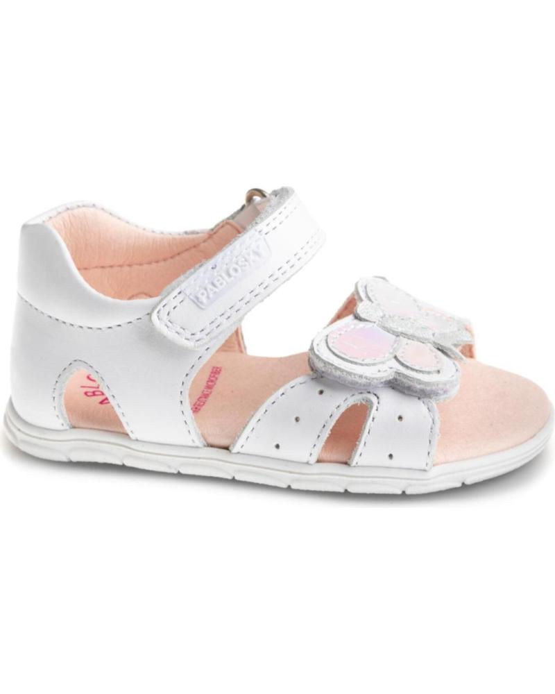 Sandales PABLOSKY  pour Fille SANDALIA DE PIEL CON TALON CERRADO BEBE PARA NINA  BLANCO