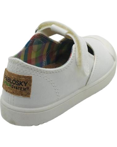 BASKETS TOILE BAREFOOT UNISEXES BLANCHES PABLOSKY 979900 À FERMETURE ADHÉRENTE BLANCO