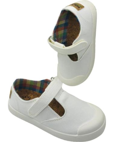 BASKETS TOILE BAREFOOT UNISEXES BLANCHES PABLOSKY 979900 À FERMETURE ADHÉRENTE BLANCO