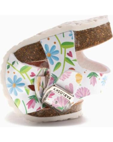 SANDALES BIO PABLOSKY 439604 À BOUCLES AVEC IMPRIMÉ FLORAL BLANC BLANCO