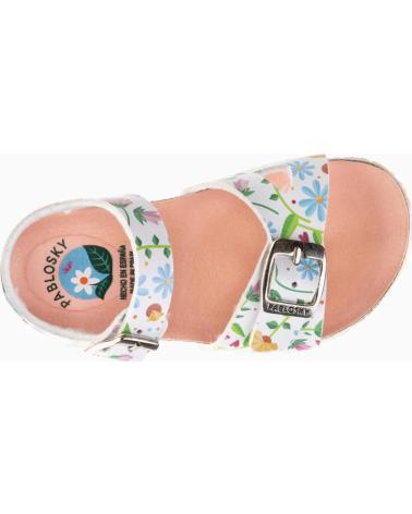 SANDALES BIO PABLOSKY 439604 À BOUCLES AVEC IMPRIMÉ FLORAL BLANC BLANCO