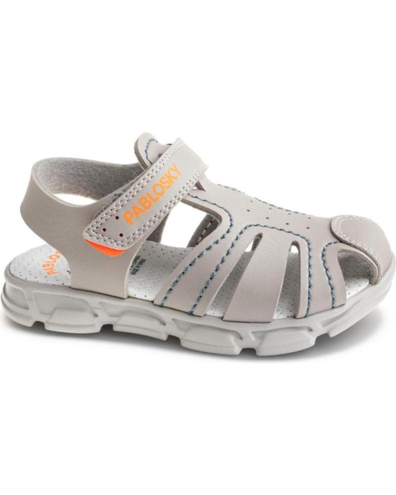 Sandales PABLOSKY  pour Garçon SANDALIA DE PIEL CON VELCRO Y PUNTERA REFORZADA PA  GRIS