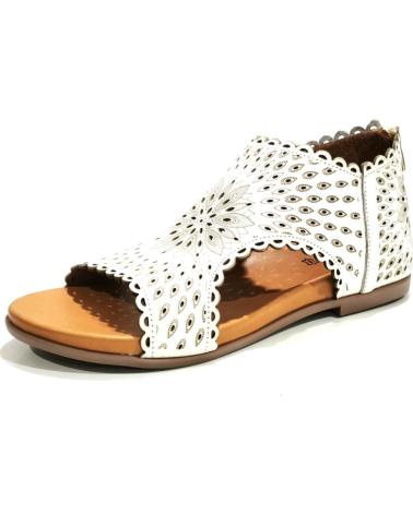Sandalias TOP3  de Mujer SANDALIA CASUAL DE PIEL TROQUELADA CON SUELA DE GOMA  HIELO