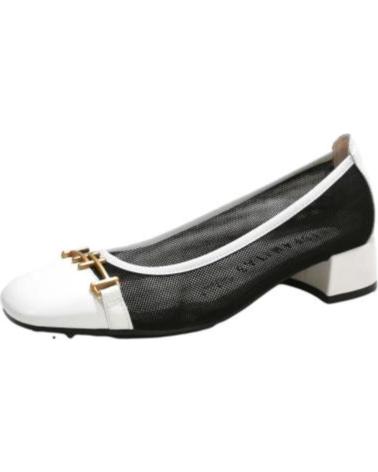 Zapatos HISPANITAS  de Mujer ZAPATO VESTIR DE PIEL Y MAYA TEXTIL CON TACON  BLANCO NEGRO