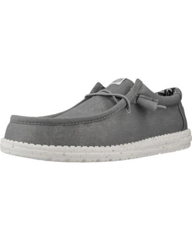 Zapatos de Hombre HEY DUDE INFORMALES HOMBRE MODELO WALLY CANVAS COLOR GRIS GREY GREY
