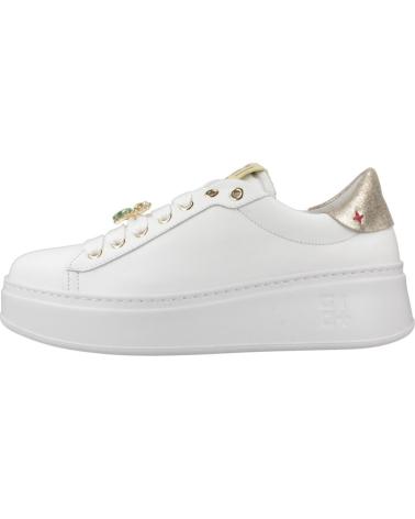 GIO PIA318A - ZAPATILLAS CASUAL MUJER BLANCAS CON DETALLE DORADO BIANCO