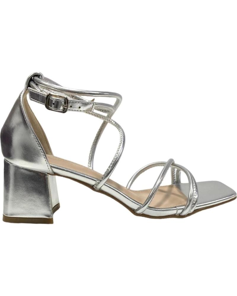 Sandalias CALZADOMANIA  de Mujer SANDALIA TIRAS TACON BAJO  PLATA