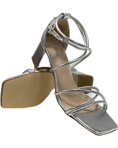 Sandalias CALZADOMANIA  de Mujer SANDALIA TIRAS TACON BAJO  PLATA