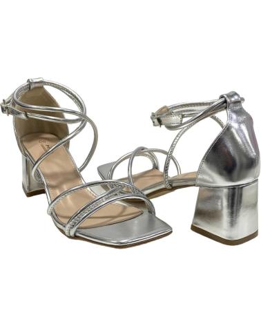 Sandalias CALZADOMANIA  de Mujer SANDALIA TIRAS TACON BAJO  PLATA