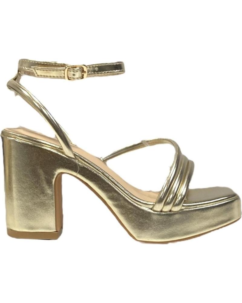 Zapatos de tacón CALZADOMANIA  de Mujer SANDALIA DE TACON TRES TIRAS  ORO