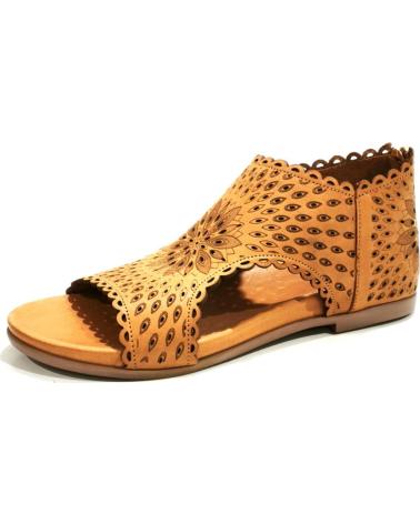 Sandalias TOP3  de Mujer SANDALIA CASUAL DE PIEL TROQUELADA CON SUELA DE GOMA  CUERO