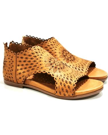 Sandálias TOP3  de Mulher SANDALIA CASUAL DE PIEL TROQUELADA CON SUELA DE GOMA  CUERO