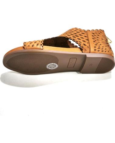 Sandálias TOP3  de Mulher SANDALIA CASUAL DE PIEL TROQUELADA CON SUELA DE GOMA  CUERO