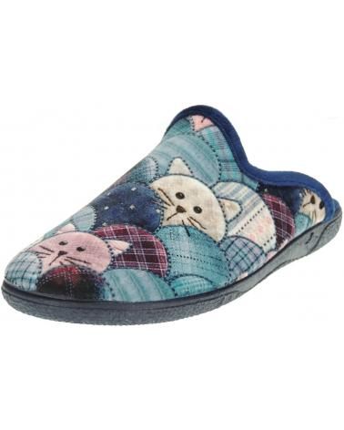 Woman House slipers ALBEROLA CHINELA DE CASA LLANA GATITOS AZUL