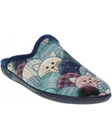Woman House slipers ALBEROLA CHINELA DE CASA LLANA GATITOS AZUL