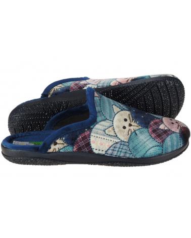 Woman House slipers ALBEROLA CHINELA DE CASA LLANA GATITOS AZUL