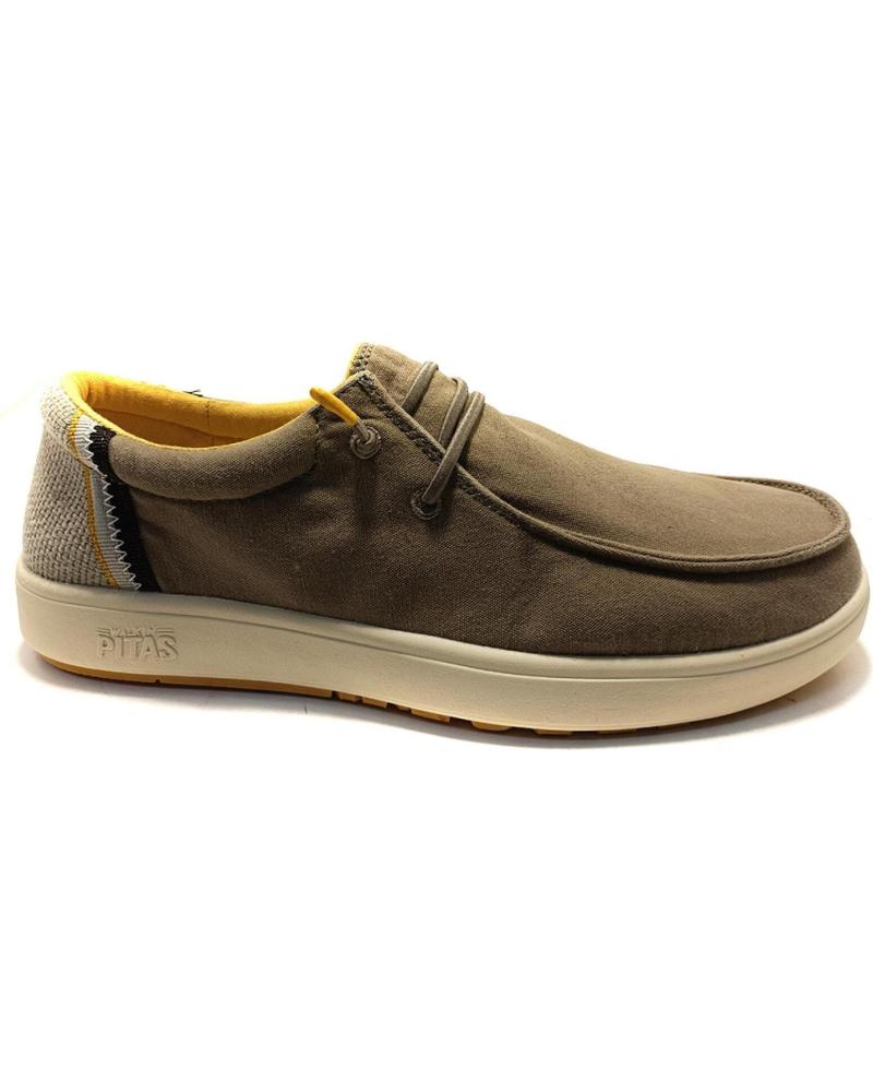 WALK IN PITAS 54 CANA - WALLABI-SCHUH AUS BAUMWOLLE UND LEINEN FÜR HERREN - TAUPE BEIGE TAUPE