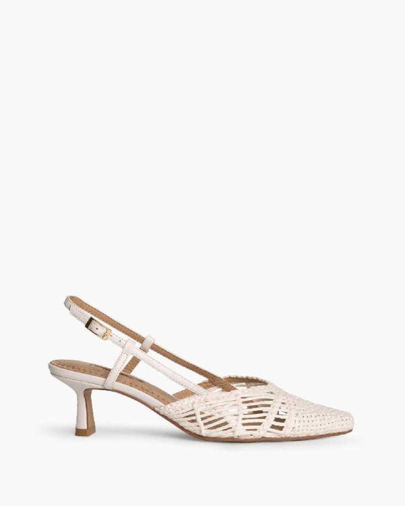 Sandalias CORINA  de Mujer - ZAPATO DE MUJER TACON - SALON - TRENZADO DESTALONADO  BLANCO