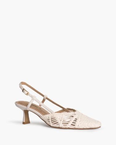 Sandalias CORINA  de Mujer - ZAPATO DE MUJER TACON - SALON - TRENZADO DESTALONADO  BLANCO