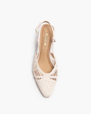 Sandalias CORINA  de Mujer - ZAPATO DE MUJER TACON - SALON - TRENZADO DESTALONADO  BLANCO