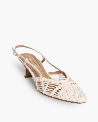 Sandalias CORINA  de Mujer - ZAPATO DE MUJER TACON - SALON - TRENZADO DESTALONADO  BLANCO
