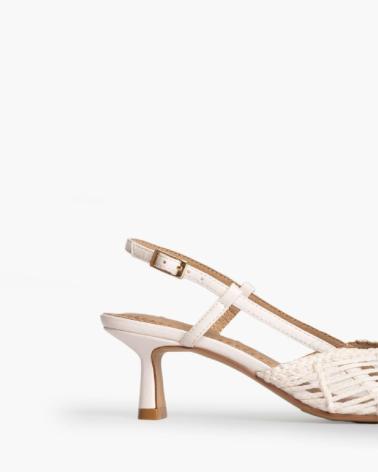 Sandalias CORINA  de Mujer - ZAPATO DE MUJER TACON - SALON - TRENZADO DESTALONADO  BLANCO