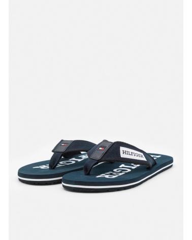 TOMMY HILFIGER PATCH HILFIGER BEACH SANDAL ZEHENTRENNER FM0FM05024 MARINEBLAU MARINO