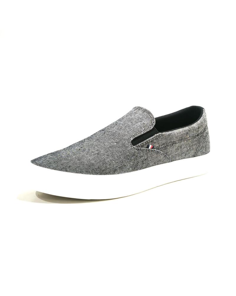Zapatos TOMMY HILFIGER  de Hombre ZAPATILLA CASUAL DE LONA CON SUELA DE GOMA  NEGRO