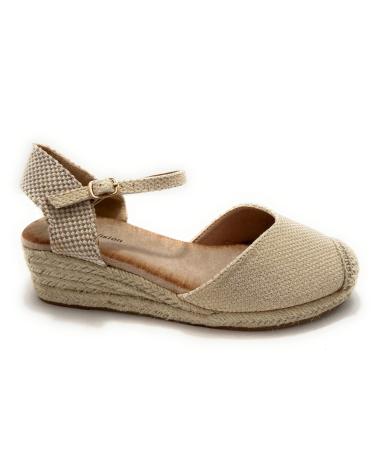 Sandalias CHIC VISION  de Mujer ESPARDENAS MUJER CUNA BAJA TEJIDO HEBILL  AMARILLO