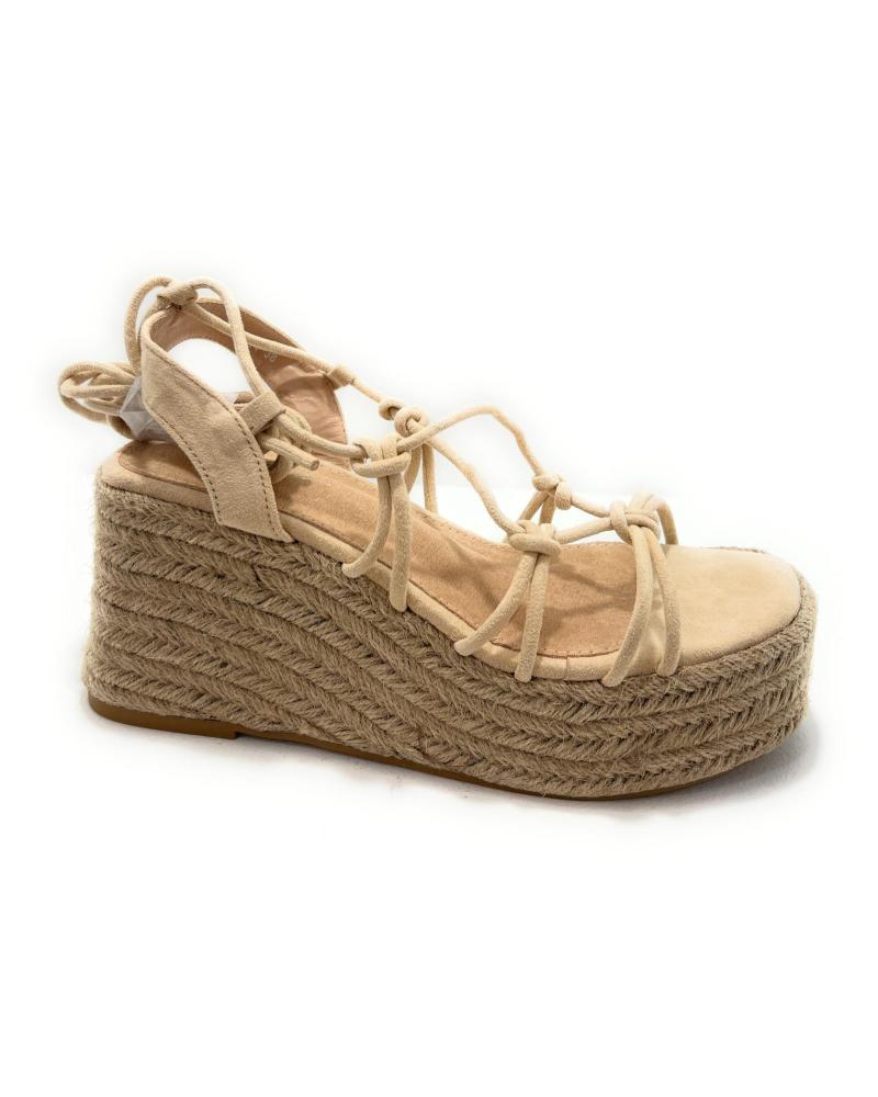 KISS LEISS SANDALIAS MUJER CUERDA PLATAFORMA ATADAS BEIGE