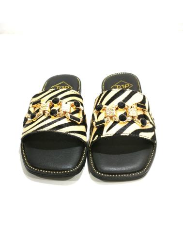 Chanclas TOP3  de Mujer SANDALIA CASUAL PLANA DE PIEL CON SUELA DE GOMA  CEBRA