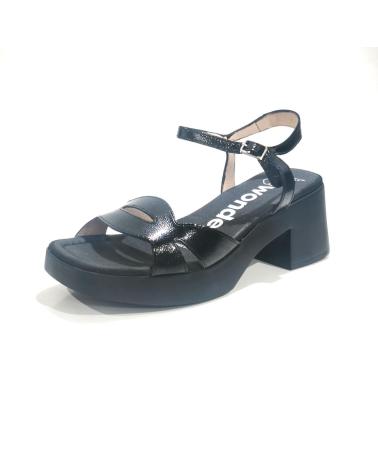 Sandales WONDERS  pour Femme SANDALIA CASUAL DE PIEL CON TACON Y PLATAFORMA  NEGRO