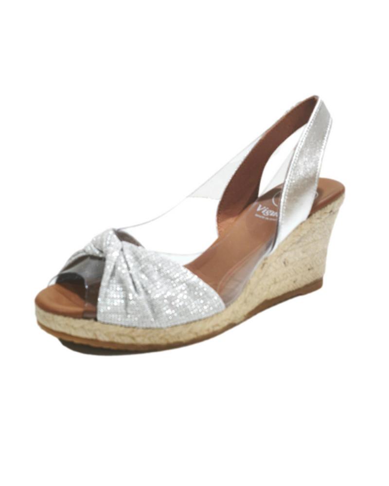 Sandalias VIGUERA  de Mujer ALPARGATA CASUAL TEXTIL Y VINILO CON CUNA DE YUTE  PLATA