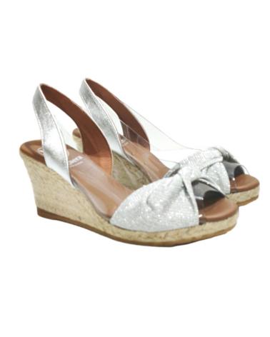 Sandalias VIGUERA  de Mujer ALPARGATA CASUAL TEXTIL Y VINILO CON CUNA DE YUTE  PLATA