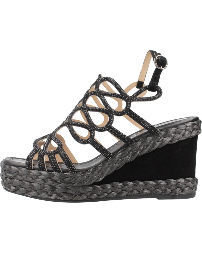 SANDALIAS DE CUÑA ALMA EN PENA V2551259 SUEDE NEGRO BLACK