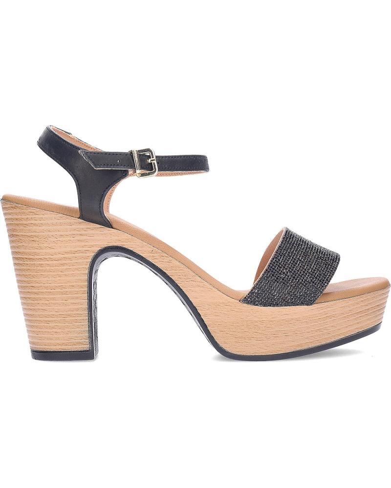 Sandalias WEEKEND BY PEDRO MIRALLES  de Mujer SANDALIA VESTIR DE PIEL Y TELA CON TACON Y PLATAFORMA  NEGRO