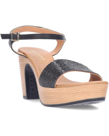 Sandalias WEEKEND BY PEDRO MIRALLES  de Mujer SANDALIA VESTIR DE PIEL Y TELA CON TACON Y PLATAFORMA  NEGRO