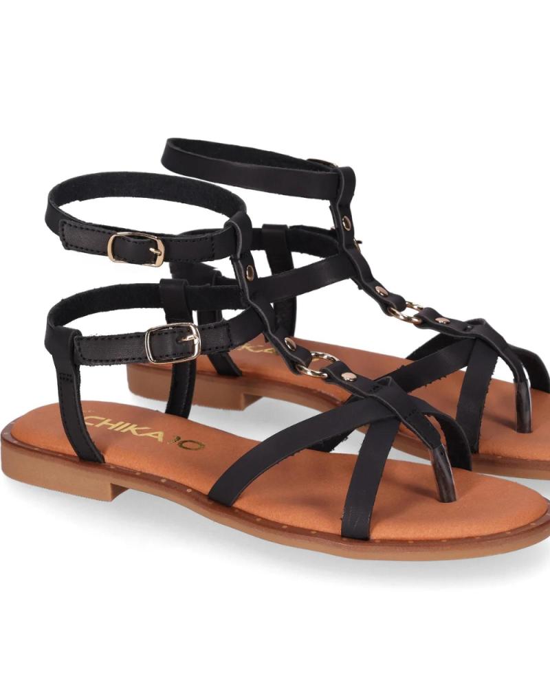 Sandali Chika10 Musaka 10 Donna - Comodi Sandali Piatti In Pelle Marrone