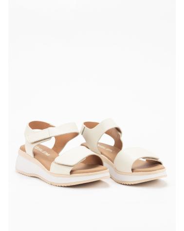 Woman Sandals KESLEM SANDALIA MUJER EN PIEL 5660 BLANCO CON CUNA  HIELO