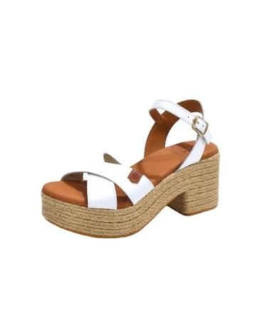 Sandalias POPA  de Mujer SANDALIA CASUAL DE PIEL CON TACON Y PLATAFORMA DE YUTE  BLANCO