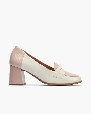 Woman Zapatos de tacón PITILLOS MOCASIN CHAROL BICOLOR  BEIGE