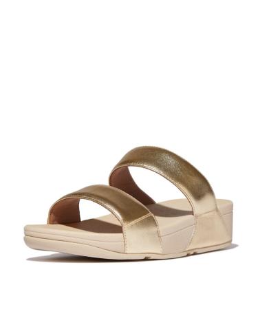 Sandales pour Femme FITFLOP LULU LEATHER SLIDES PLATINO